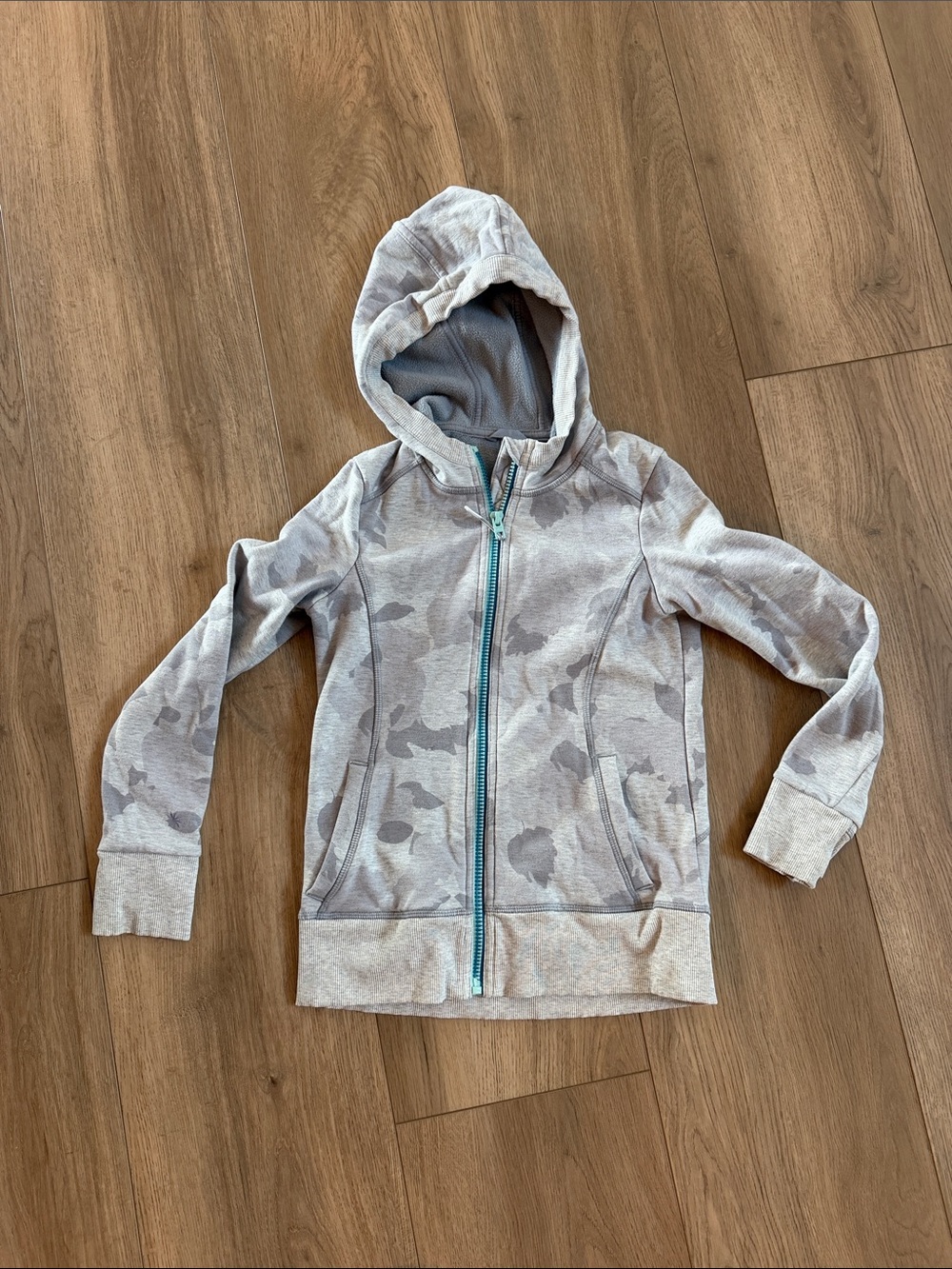 Kids Athleta Light Gray Camo Hoodie Jacket - Zip Front